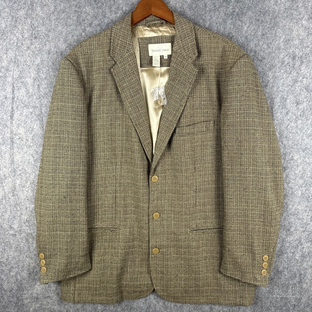 Territory Ahead Blazer Mens 46R Brown Explorer Sport Coat Silk Tweed Jacket